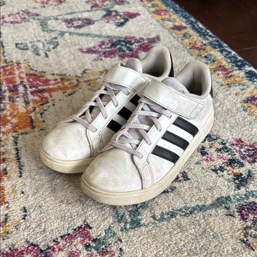 Adidas White and Black Grand Court Sneakers